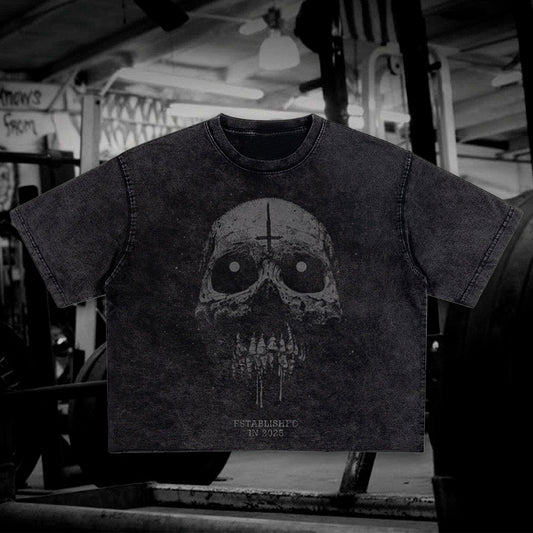 Cropped snow SKULL CULTURE T-shirt