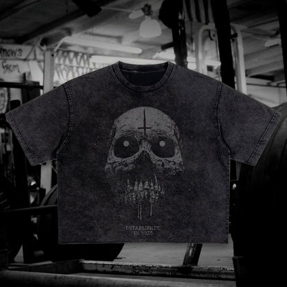 Cropped snow SKULL CULTURE T-shirt
